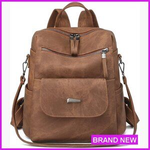 Faux Leather Convertible Backpack Purse Anti-Theft Waterproof Lightweight